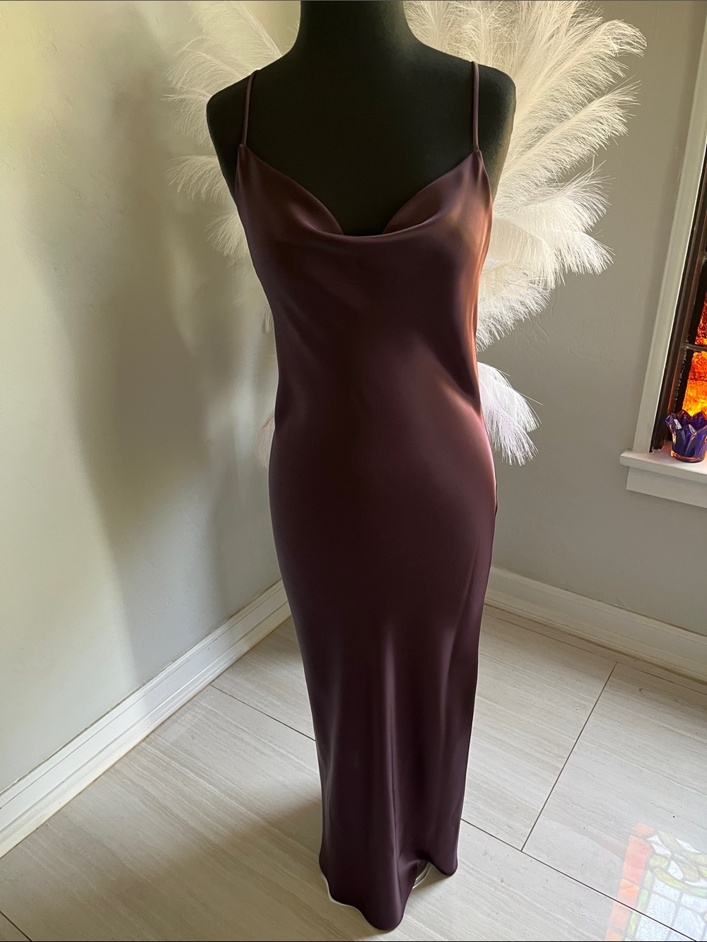 rag & bone Triacetate Slip Maxi Dress in Deep Plum